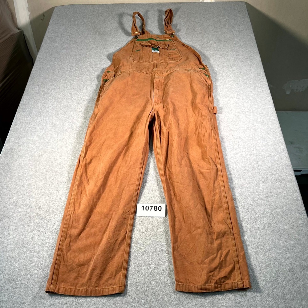 Liberty Duck Bib Work Overalls Mens 42x32 Brown Canvas Regular Fit Wide Straps